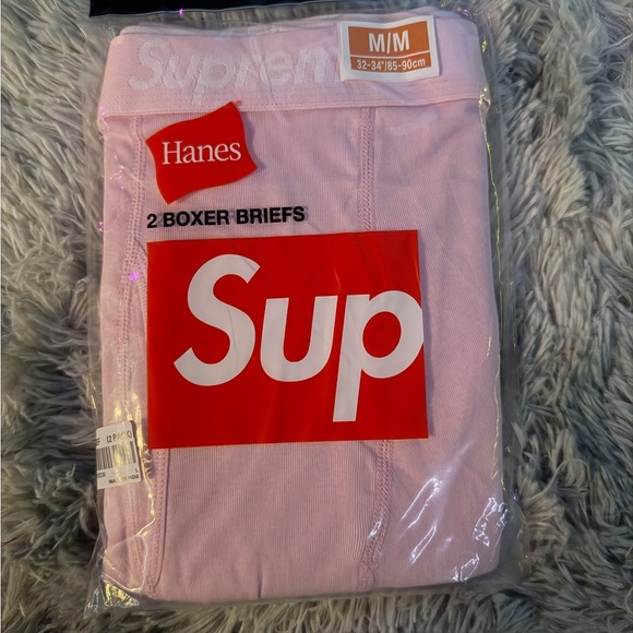 Supreme Hanes Pink Men's Boxer Briefs 2-Pack Large - Picture 2 of 3